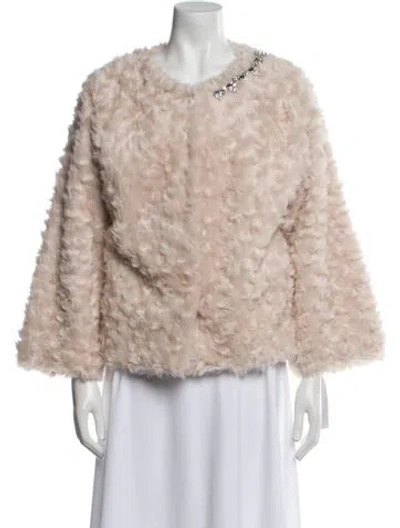 Pre-owned Liu •jo Faux Fur Jacket W/ Tags In Neutral