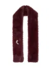 Liu •jo Faux Fur Jewelled Brooch Stole In Burgundy