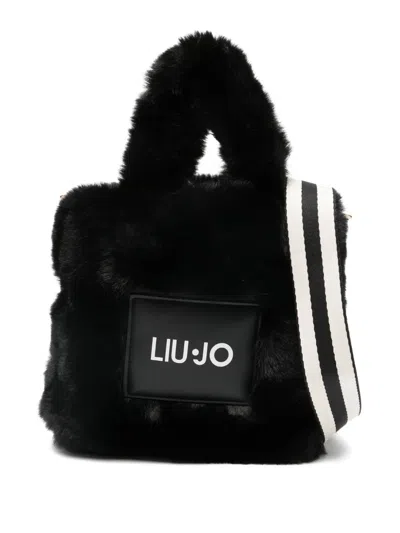 Liu •jo Faux-fur-panelled Top-handle Shoulder Bag In Black