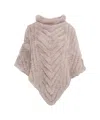 Liu •jo Faux Fur Poncho With Chevron Pattern In Neutral
