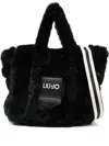 Liu •jo Faux-fur Top-handle Shoulder Bag In Black