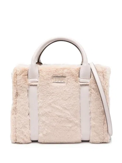 Liu •jo Faux-fur Tote Bag In Beige