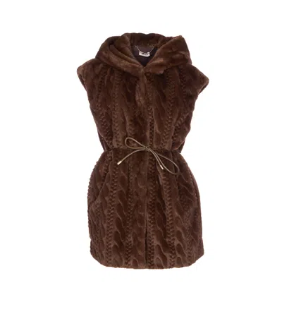 Liu •jo Faux Fur Vest In Neutral
