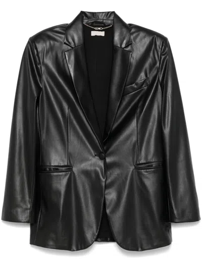 Liu •jo Faux-leather Blazer In 黑色