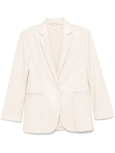Liu •jo Faux-leather Blazer In Neutrals