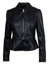 Liu •jo Peplum Hem Jacket With Zippered Cuffs In Black