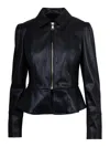 Liu •jo Peplum Hem Jacket With Zippered Cuffs In Black