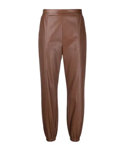 Liu •jo Liu Jo Faux Leather Jogger Pants In Brown