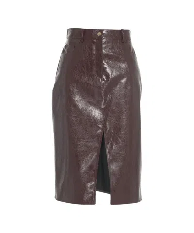 Liu •jo Faux Leather Midi Skirt In Brown