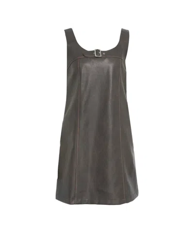 Liu •jo Faux Leather Mini Dress In Gray