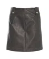 Liu •jo Faux Leather Mini Skirt With Metallic Button Accents In Gray