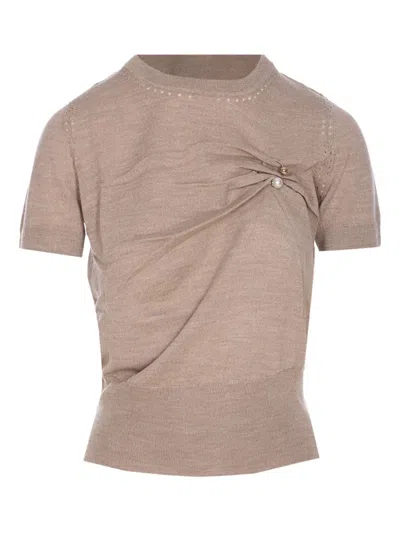 LIU •JO FAUX-PEARL-EMBELLISHED TOP