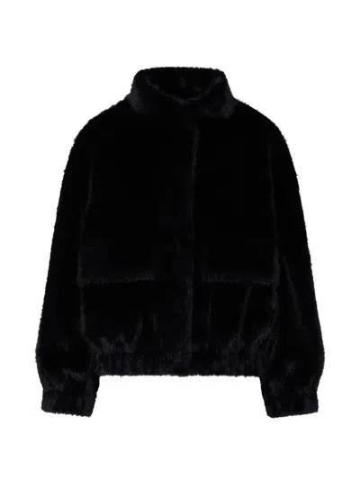 Liu •jo Faux-fur Funnel-neck Jacket In Black