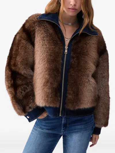 Liu •jo Faux-fur Jacket In Brown