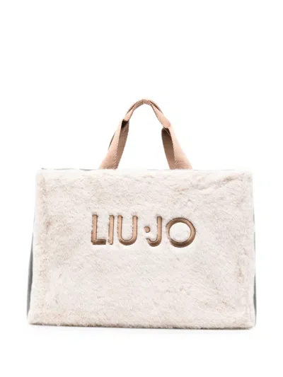 Liu •jo Faux-fur Logo-embroidered Tote Bag In Metallic
