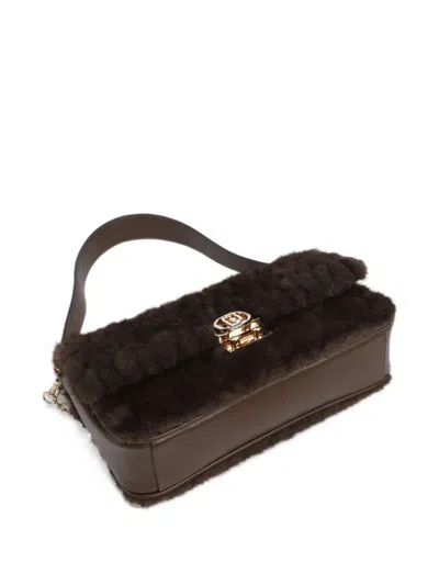 Liu •jo Faux-fur Shoulder Bag In Brown