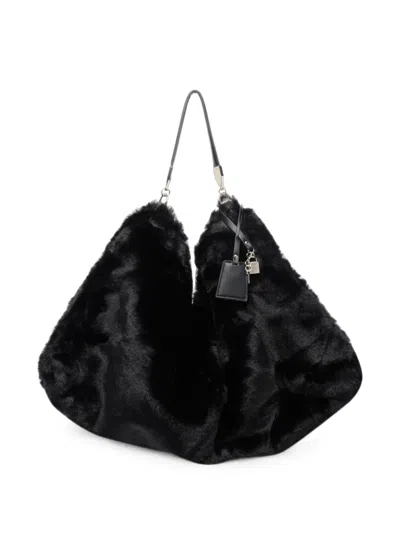 Liu •jo Faux-fur Tote Bag In Black