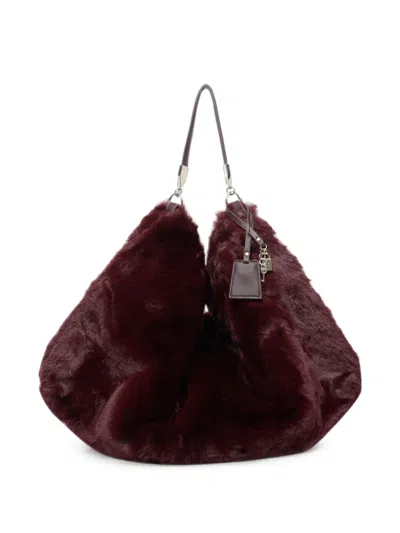 Liu •jo Faux-fur Tote Bag In Burgundy