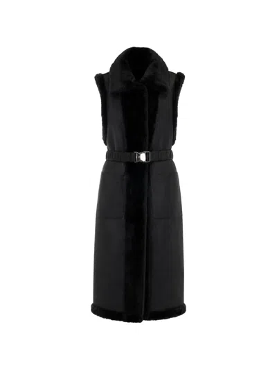 Liu •jo Faux-fur Trim Belted Jacket In Black