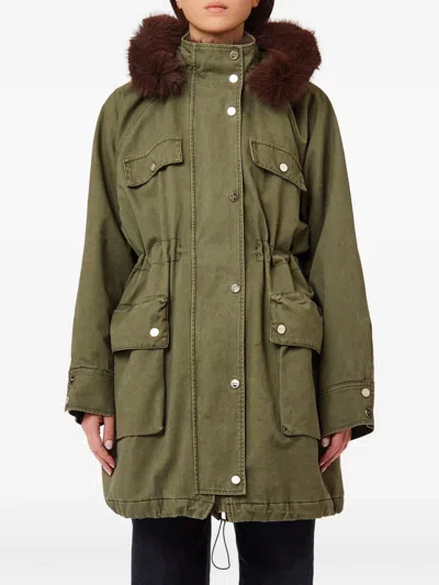 Liu •jo Faux-fur Trim Parka In Green