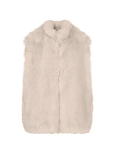 Liu •jo Faux-fur Vest With Belt In Neutral