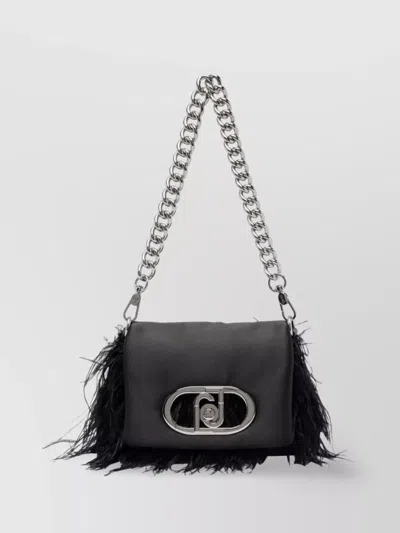 Liu •jo Feather Chain Strap Shoulder Bag In Black