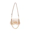 Liu •jo Feather-trimmed Shoulder Bag In Nude