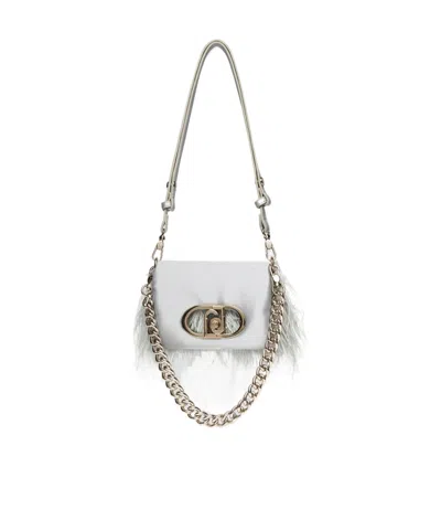 Liu •jo Feather-trimmed Shoulder Bag In White