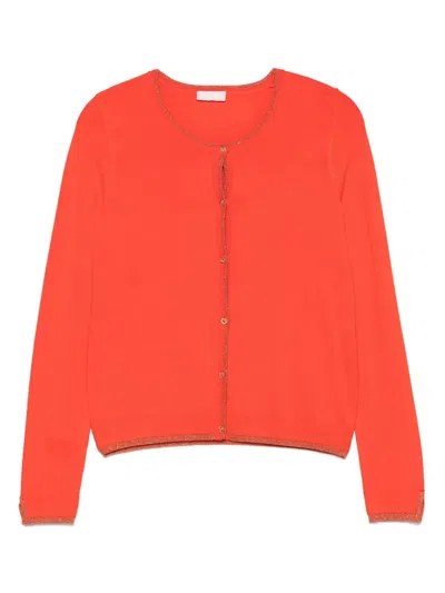 Liu •jo Fine-knit Cardigan In Orange