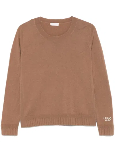 Liu •jo Fine-knit Sweater In Brown