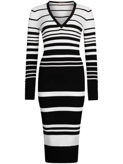 Liu •jo Liu Jo Fitted Midi Dress With Deep V-neckline In Black