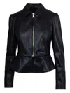 Liu •jo Peplum Hem Jacket With Zippered Cuffs In Black