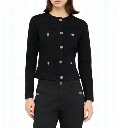 Liu •jo Fitted Stretch Denim Jacket With Gold-tone Accents In Black