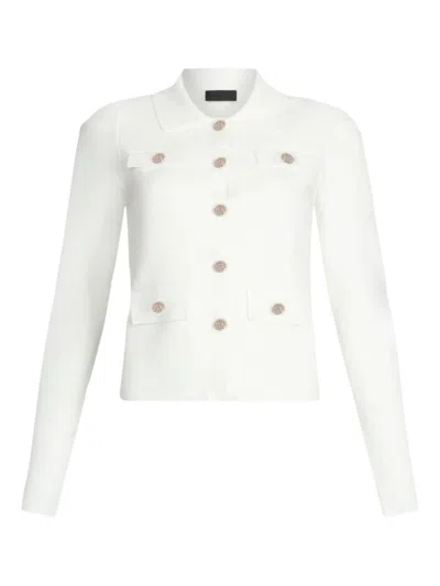 LIU •JO LIU JO FITTED WHITE JACKET WITH CLASSIC COLLAR AND DECORATIVE BUTTONS