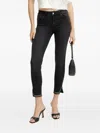 Liu •jo Five-pocket Embellished-hem Jeans In Black