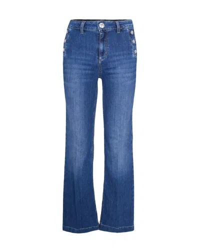 Liu •jo Jeans Flare In Denim Stretch Con Bottoni Blu In Blue