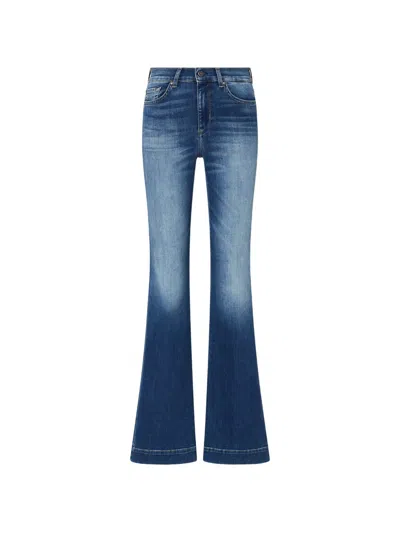 Liu •jo Flare Jeans With Rhinestones In Blue