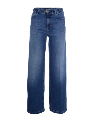 Liu •jo Liu Jo Flare Leg Bubble Wash Denim Jeans In Blue