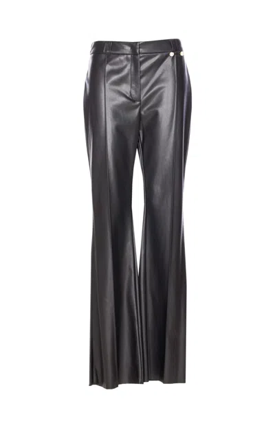 Liu •jo Flare Trousers In Coated Fabric In Black