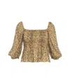 Liu •jo Liu Jo Flared Animal Print Top With Metallic Details In Neutrals