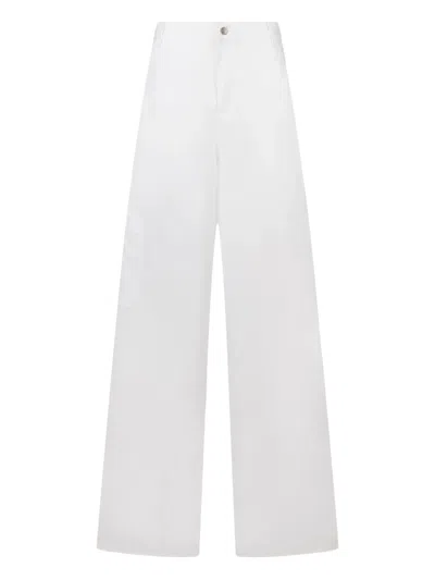 Liu •jo Flared Cotton Trousers In White