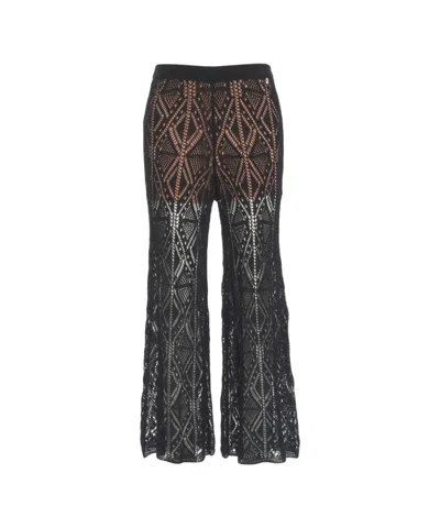 Liu •jo Liu Jo Flared Crochet Pants With Rhinestone Accents