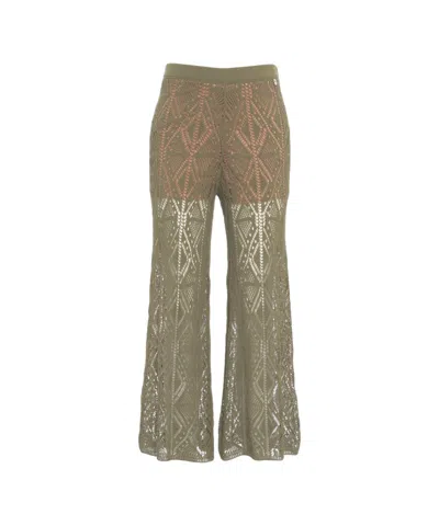 Liu •jo Liu Jo Flared Cropped Crochet Pants With Rhinestone Detail
