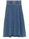 Liu •jo Liu Jo Fflared Denim Skirt With Mini Straps In Blue