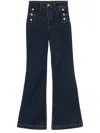 Liu •jo Liu Jo Dark Blue Flared Jeans With Silver Buttons In Blue