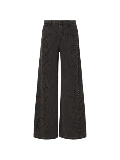 Liu •jo Flared Jeans With Gemstones In Black