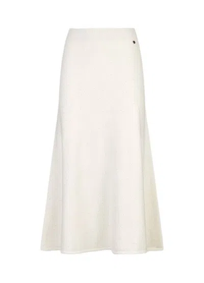 Liu •jo Flared Midi Skirt With Micro-sequins In White