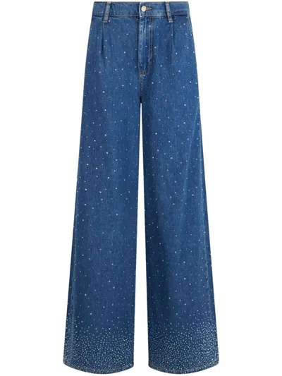 Liu •jo Flared Jeans With Rhinestones In Blue