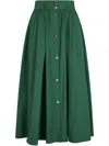 Liu •jo Liu Jo Flared Long Skirt In Green Cotton With Bottons In グリーン