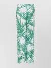 Liu •jo Flared Tropical Print Trousers With Elastic Waistband In Multi